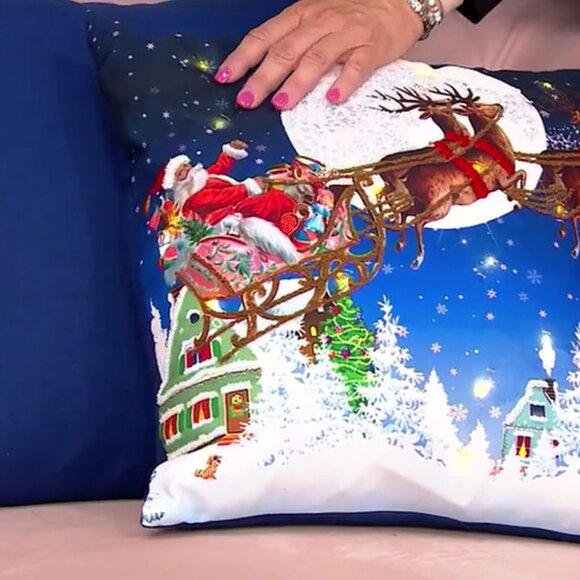 NEW Home Reflections 18" Holiday Dec Pillows - 1 LED, 1 Solid SANTA - Picture 1 of 4